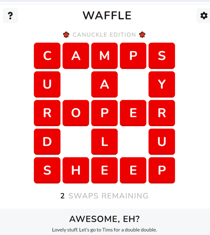 Canuckle Waffle answers (Game # 98, July 2024)